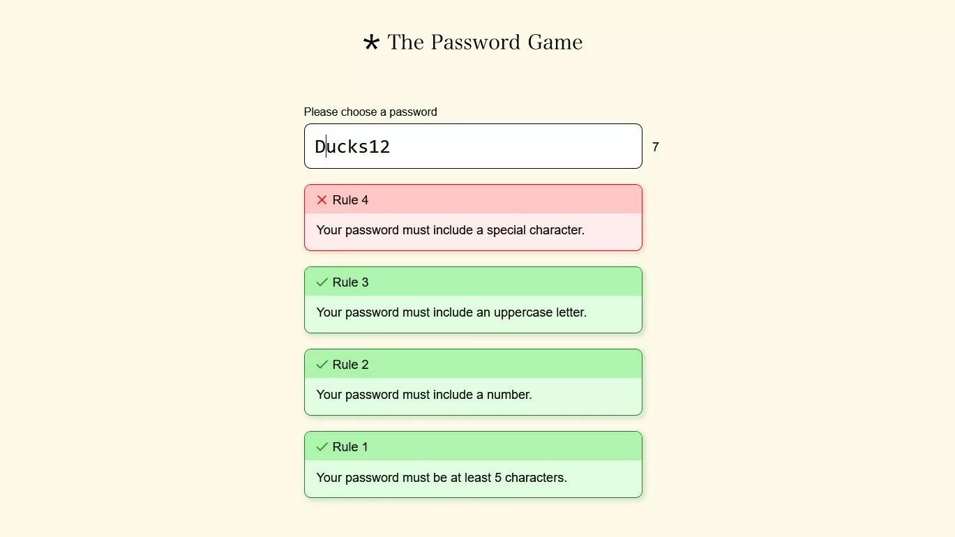 Password Game screenshot