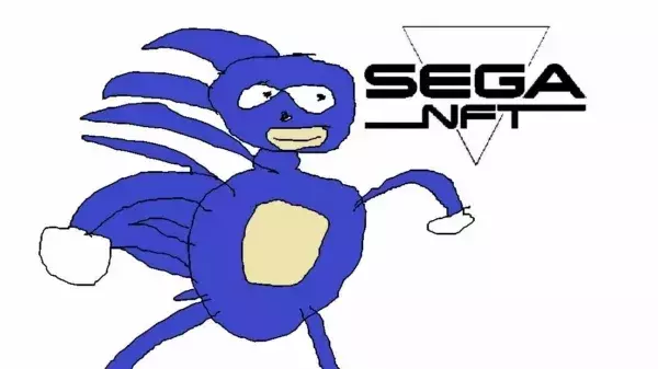 Sanic Teh Hegehog with Sega NFT logo blockchain